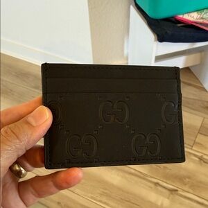 Gucci Embossed Black Card Holder